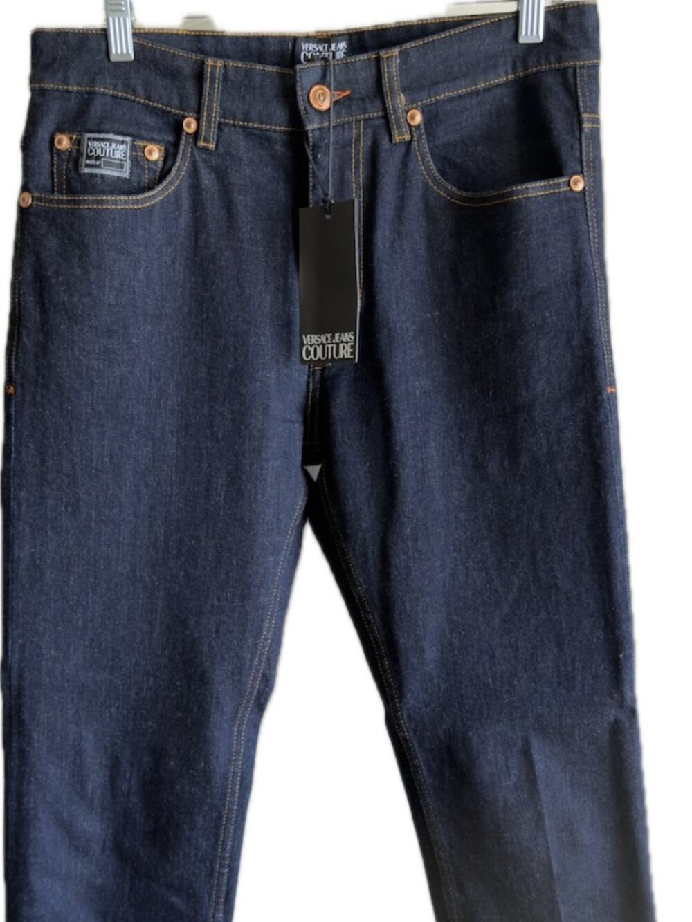 NWT Versace Jeans Couture Dark Indigo Denim Jeans Straight Fit Size 32 orig$350